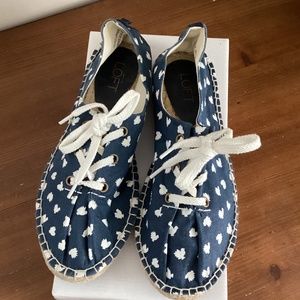 LOFT Ann Taylor Espadrille Canvas Sneaker w Bird Print Jute Trim Stitching